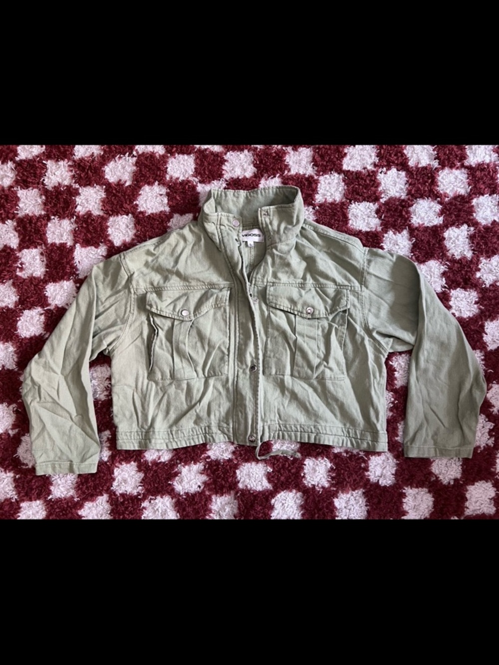 CROPPED VIGOSS‎ KHAKI MILITARY STYLE FADED GREEN JACKET